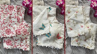 450₹ Pure Khadi Embroidery Work Blouse🤍🔥 Stylish Ready Made Blouse#blousedesign #blousecollection