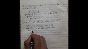 If a+b+c=9 and ab+bc+ca=26, then find a²+b²+c². #maths #class9maths #polynomials #polynomialclass9