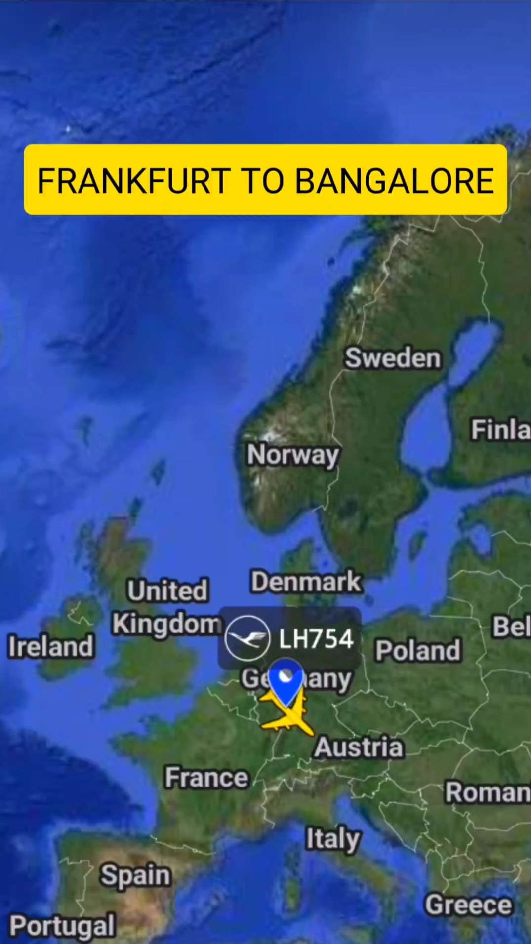 FRANKFURT To BANGALORE Flight Route Lufthansa LH754 planefinder FRANKFURT To BANGALORE Flight Route Lufthansa LH754 planefinder
