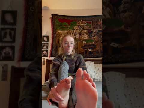Shy redhead Sarah shows off her incredible soles
