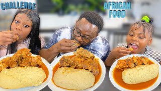 GOAT MEAT AND PEPPER SOUP WITH FUFU | SPEED EATING CHALLENGE!! (ft my daughters)
