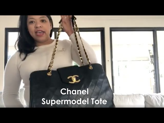 Chanel 1994 Vintage Black Quilted Supermodel XL Weekender Tote Bag