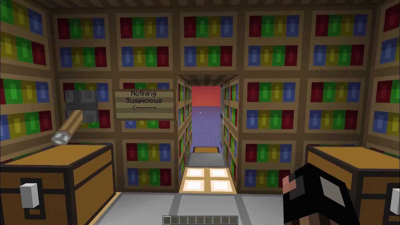 Minecraft 2x1 Bookshelf Flush Door Youtube