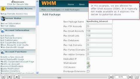 WHM -- Creating and deleting packages