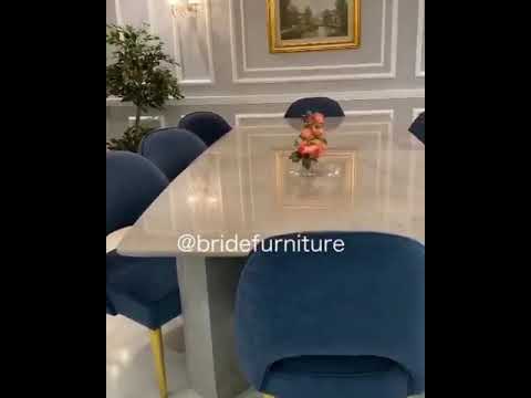 طاولة طعام رخام مع كنسول ورق ذهب من برايد فورنيتشر