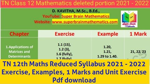 12th Maths Reduced Syllabus- pdf download 2021-2022| Class 12 Reduced Sums |Super brain mathematics