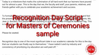 Recognition Day Script