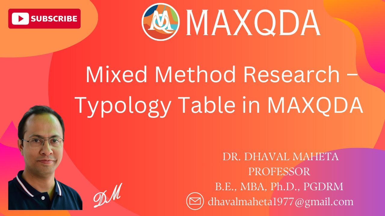 37. Mixed Method Research – Typology Table in MAXQDA || Dr. Dhaval Maheta