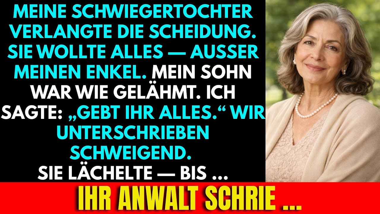 „Gebt ihr alles“, sagte ich im Gerichtssaal, und meine Schwiegertochter lächelte. Sie hatte gerade verkündet, dass sie das Haus, das Auto, die Konten und das Geschäft wollte – aber nicht meinen...