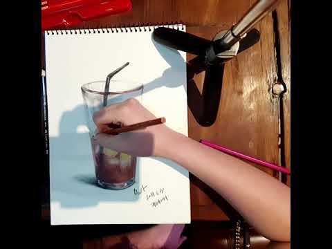 아이스아메리카노 수채색연필 그리기 drawing