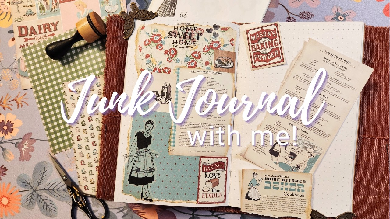 Baking Junk Journal Spread | Junk Journal With Me |  Retro Themed Spread  Fill the Page Friday
