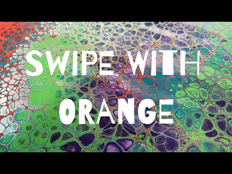 Fluid Art SWIPE with ORANGE - Acrylic Pour Technique, crazy cells ...