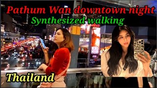 Synthesized Bangkok downtown walking at night | Thailand tour 2024