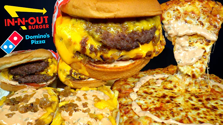 ASMR MUKBANG ANIMAL STYLE IN-N-OUT DOUBLE BURGERS EXTRA CHEESE PIZZA & FRIES | WITH CHEESE & RANCH