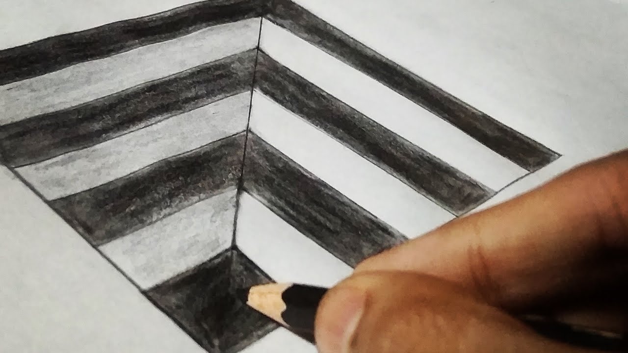 3d trick on Art Paper tunnel illusion || How to draw 3d tunnel illusion ...