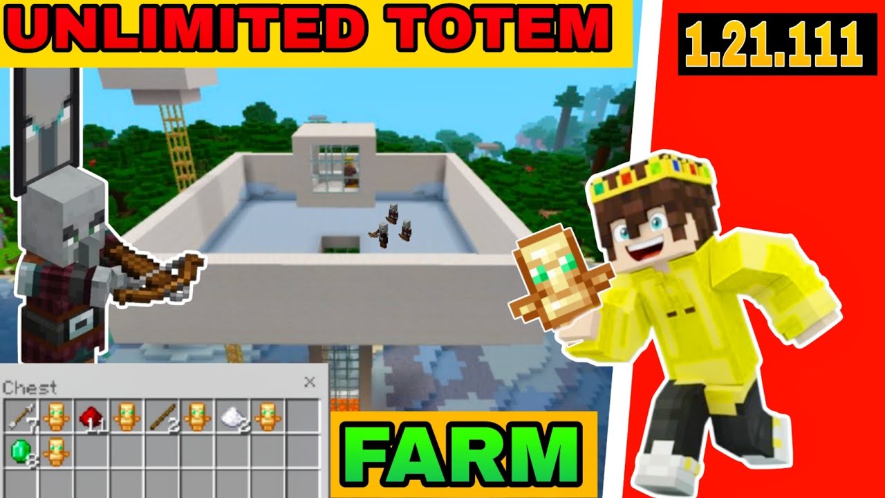 UNLIMITED TOTEM FARM 1.21.111 Bedrock + Java 1.21.9 | TOTEM MCPE 1.21 ...