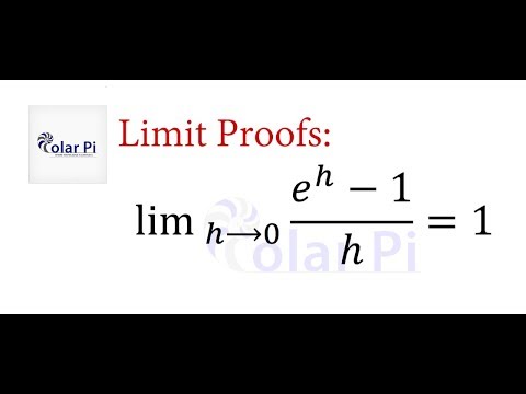 Advanced Calculus Limit Proofs Limit As H Goes To Zero Of E H 1 H Youtube