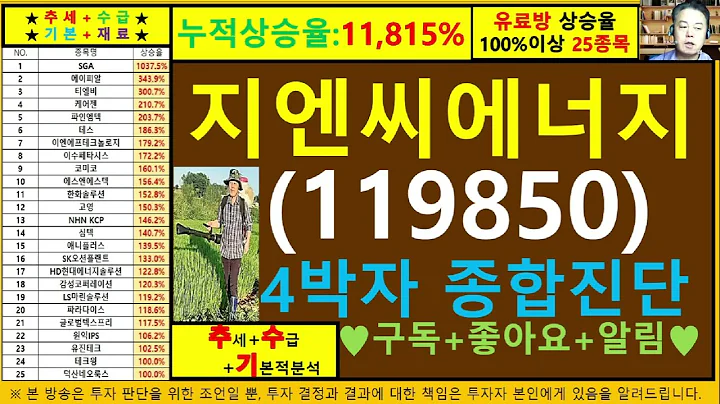 지엔씨에너지(119850)4차원종목진단및향후주가전망 추수기(추수)전문가