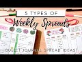 5 Types of Weekly Spreads || Bullet Journal Ideas
