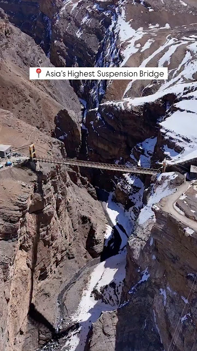 📍Asia's Highest Suspension Bridge! #adventure #travel #nature #spiti #spitivalley #india #himachal