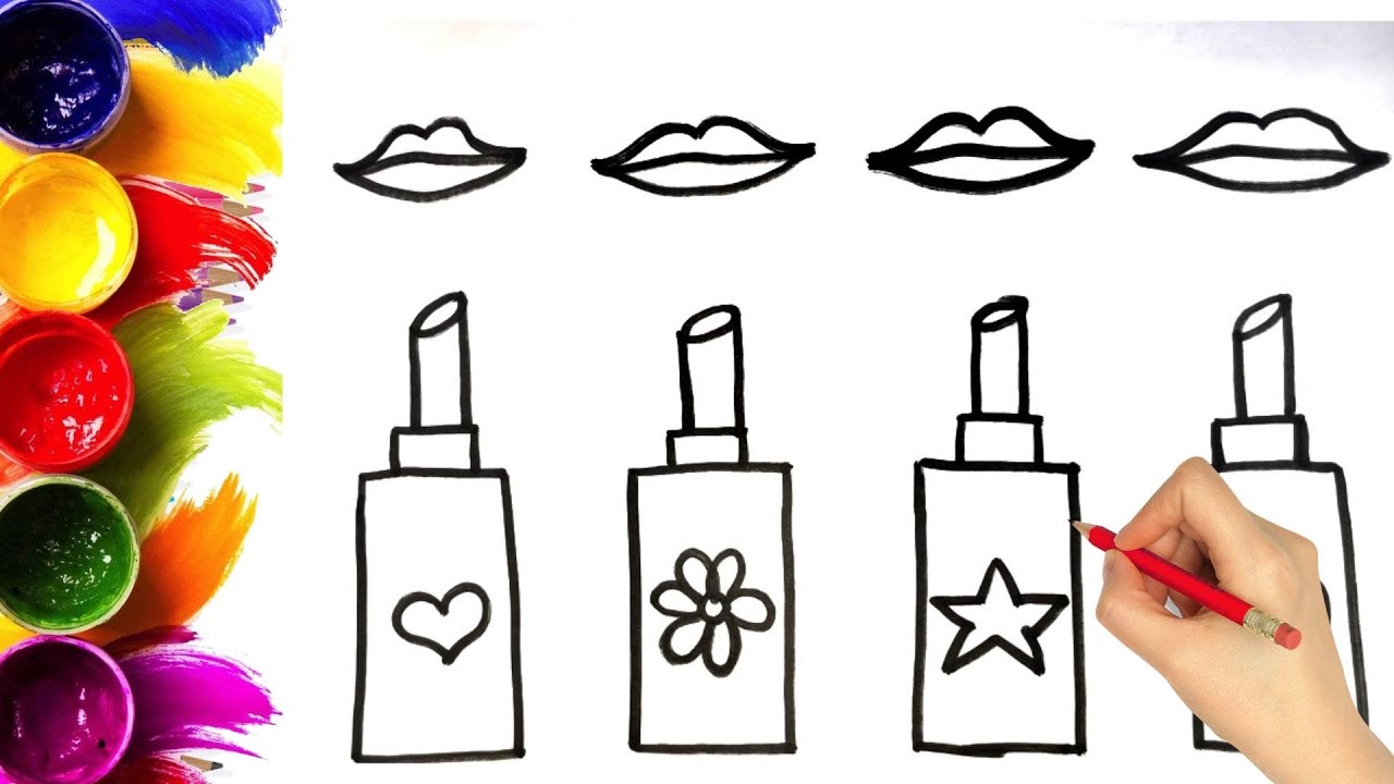 How To Draw Lipstick & Coloring For Kids and Toddlers How To Draw