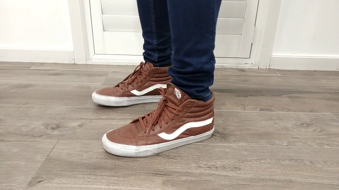 smal cijfer dood Vans SK8-HI Reissue Premium Leather Shoes - On Feet - YouTube