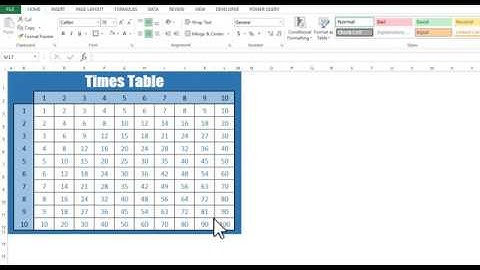 Excel Mixed Reference lesson using Times table