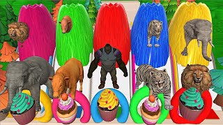 Paint Animals Gorilla Cow Tiger Lion Elephant Fountain Crossing Transformation Funny 3d Animals Game