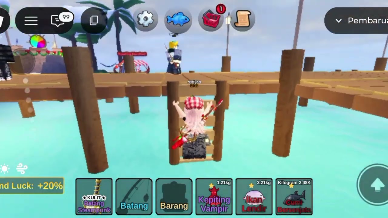 kak Fiya, Dek Gibran dan Pak Alex bersiap memancing - Roblox Gaming 