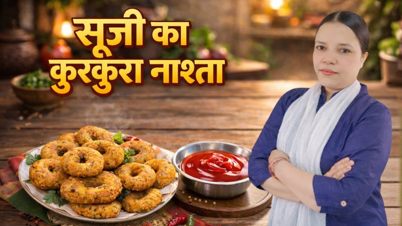 सूजी का कुरकुरा नाश्ता 😋 5 मिनट में तैयार बाहर से क्रिस्पी अंदर से सॉफ्ट #sujirecipe #sujinashta 