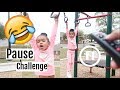 24 Hour PAUSE Challenge At The PARK! 😱 (SHE FELL! 🤕)