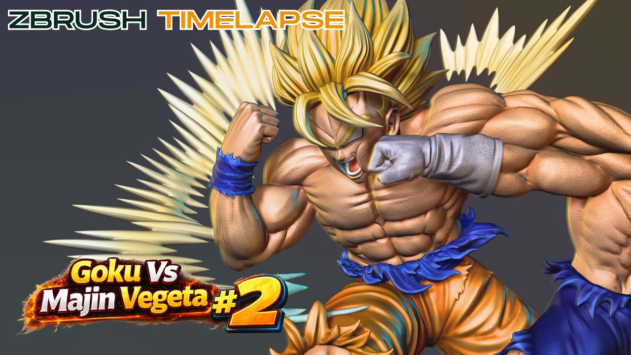Goku vs Majin Vegeta - Figura Coleccionable Anime de Dragon Ball Z - ZBrush Timelapse  2