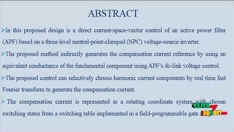 Three-Leve l Inverter-Based Shunt Active Power Filter | Final Year Projects 2016 - 2017