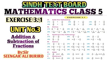 Addition of Fractions | Subtraction of Fractions | Exercise 3.1 Math class 5 | Mathematics Grade 5