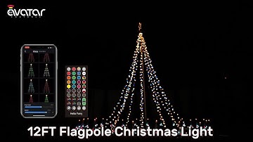 AvatarControls 12FT Smart Outdoor Christmas Tree Lights Pole Set 740LEDs App & Remote Control