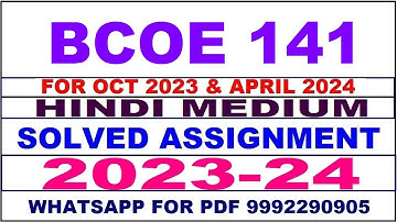 bcoe 141 solved assignment 2023-24 | bcoe 141 solved assignment in hindi 2024 | bcoe 141 2024