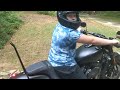 Kid thinks he can ride a Harley Davidson motorcycle fat Bob 114 for the 4th of july