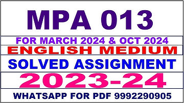 mpa 013 solved assignment 2023-24 | mpa 13 solved assignment in english 2024 | mpa 13 2024