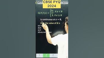 Q) If 𝑓(𝑥)={(𝒌𝒙/(|𝒙|),if  𝒙=𝟎 𝟑, if  𝒙=𝟎)is continuous at 𝒙=𝟎, then the value of 𝒌