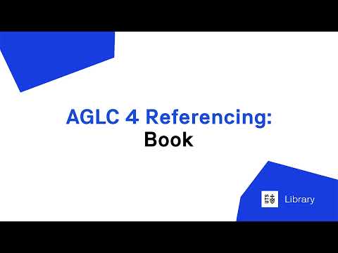 AGLC 4 Referencing: Book