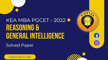 KEA PGCET MBA 2022 ǀ Reasoning & General Intelligence Solved Paper ǀ Ganesh Shetti