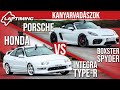 Kanyarvadászok - Honda Integra Type-R vs. Porsche Boxster Spyder (Laptiming ep.158)