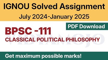 IGNOU BPSC 111 Solved Assignment 2024-25 PDF Download | English Medium | Vidyamojo