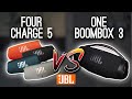 Jbl boombox 3 vs four jbl charge 5 connected wpartyboost  new stuff tv