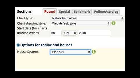 Changing Chart Settings on Astrodienst