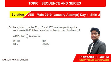 SOLUTION JEE MAIN 2019 JANUARY - SEQUENCE AND SERIES (MISSION - JEE)