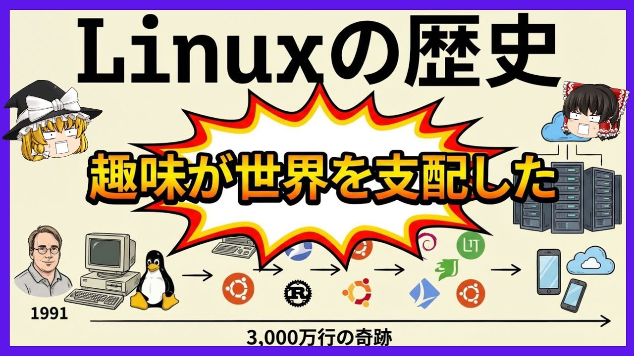【Linuxの歴史】趣味から世界制覇へ！30年で「ITの支配者」になった衝撃の歴史【ゆっくり解説】