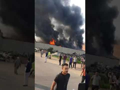 حريق يلتهم متجر قطع غيار استيراد للسيارات فى طريق كرداسه سلم يا رب سلم
