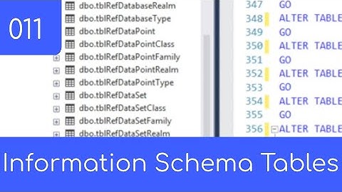 011 - Information Schema Tables - SQL Master Data Management