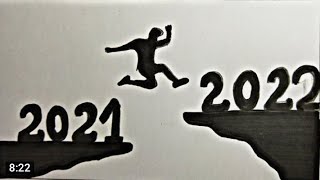 رسم سنة 2022 سهل | رسم سنة 2022 بالألوان الخشبية | رسم سنة 2022 | تعليم الرسم